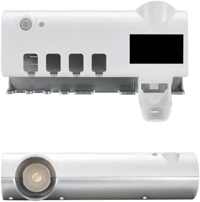 DISCORAMA® - Esterilizador para cepillo de dientes UV, esterilizador para cepillo de dientes eléctrico de pared y baño, recargable con luz solar, organizador para 4 cepillos